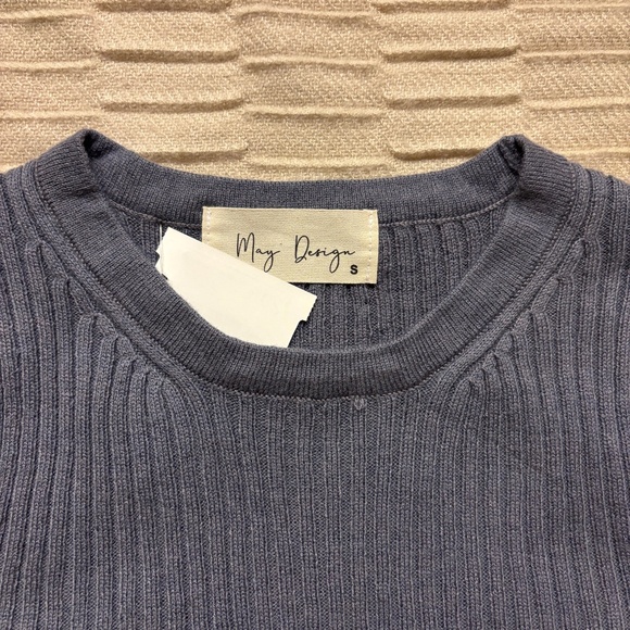 Dark Grey Knit Ripped Long Sleeve - Picture 2 of 4
